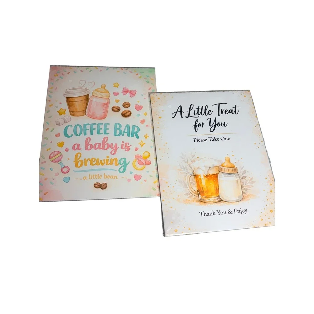 Baby Shower Table Signs 2pc Coffee Bar‎ Brewing A Little Treat For You Decor